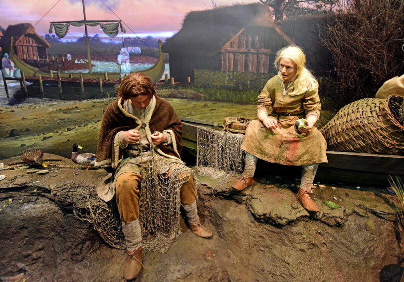 Viking fishermen at JORVIK Viking centre 